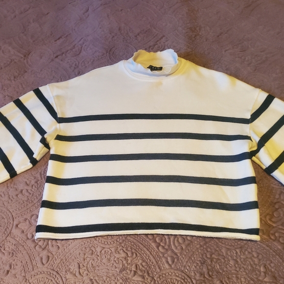 J.CREW Heritage Terry Mockneck Cropped Sweashirt In Stripe Women's SZ S - Picture 7 of 14